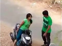 Indian lover hot kiss in road